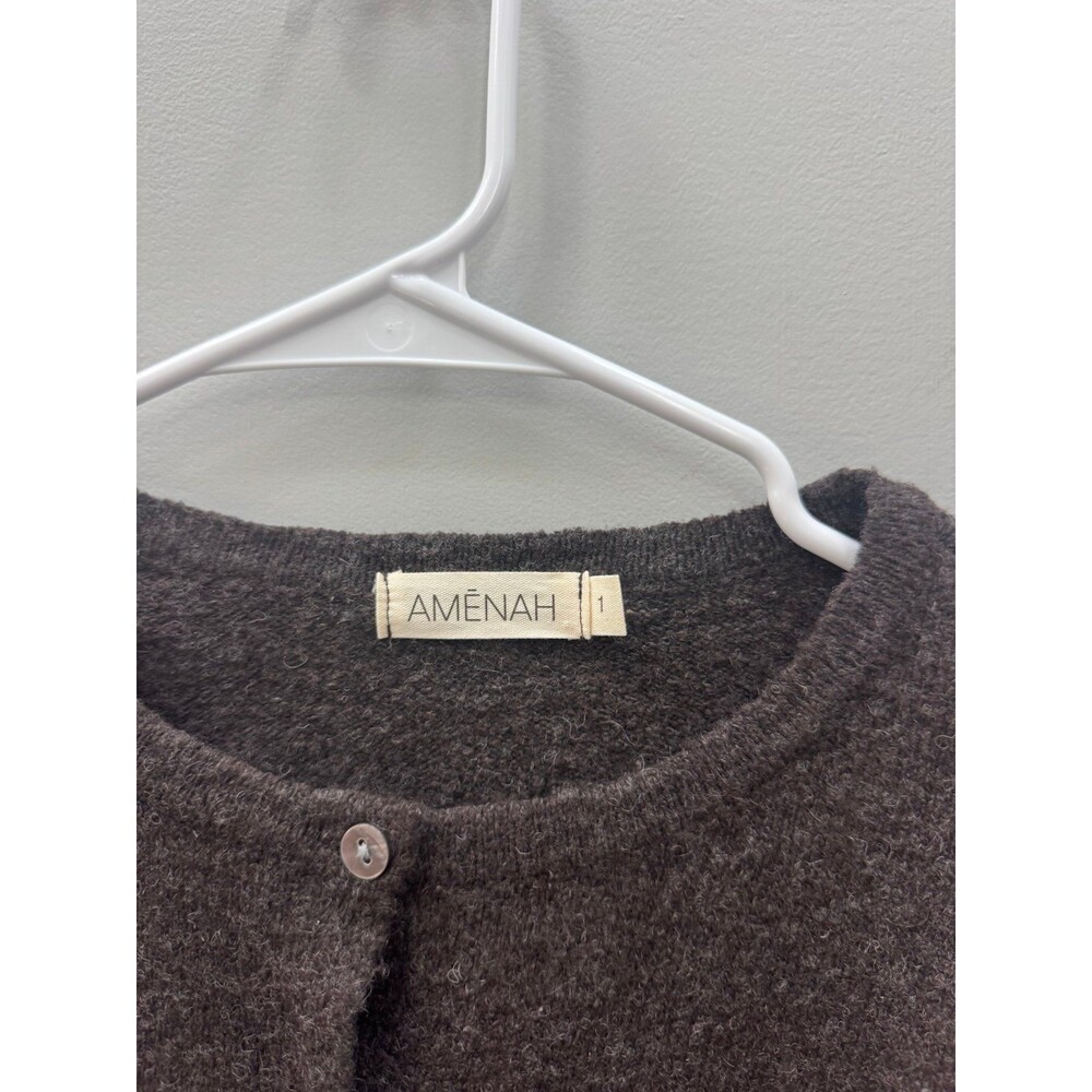 Amenah Brown Cardigan Wool Blend Sweater size 1 - Picture 2 of 8